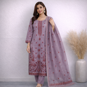 Designer Organza Stitched 3-piece Dress