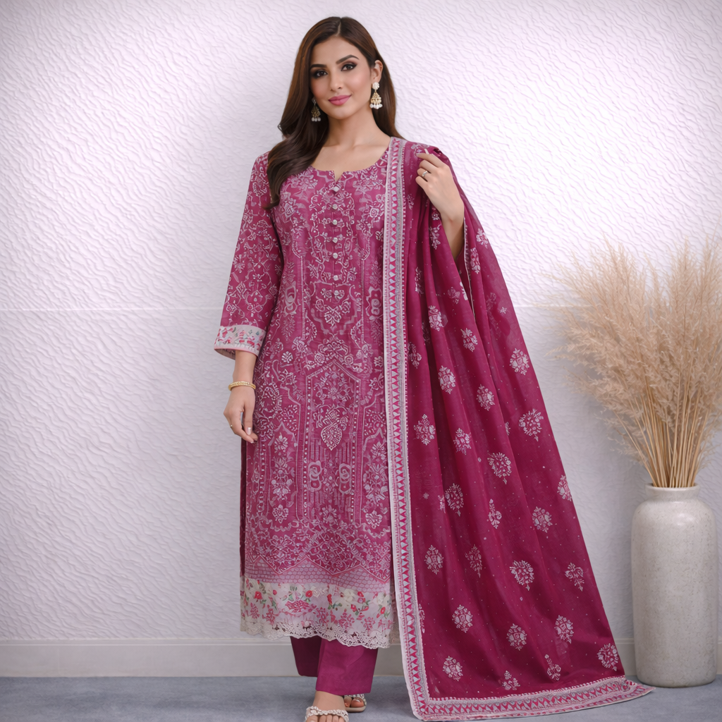 Cotton Stitched Three Piece Set